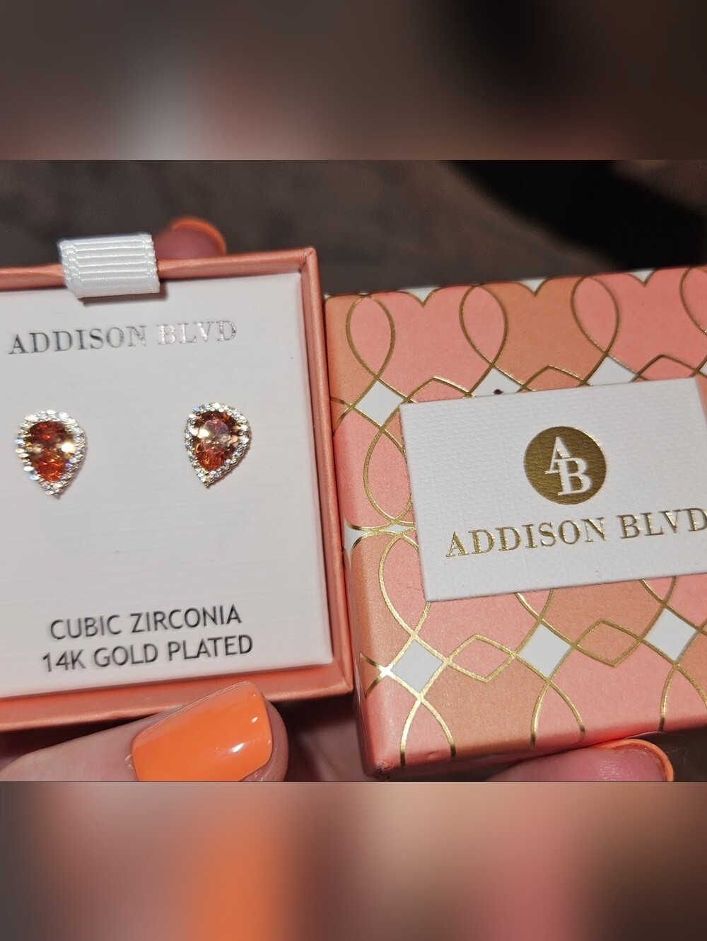 NEW Addison Blvd Cubic Zirconia 14K Gold Plated Earrings